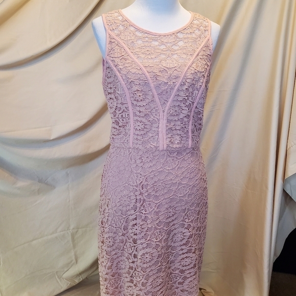 AUW Dresses & Skirts - AUW Dress Bodycon Pink Sherbet Lace SZ 10